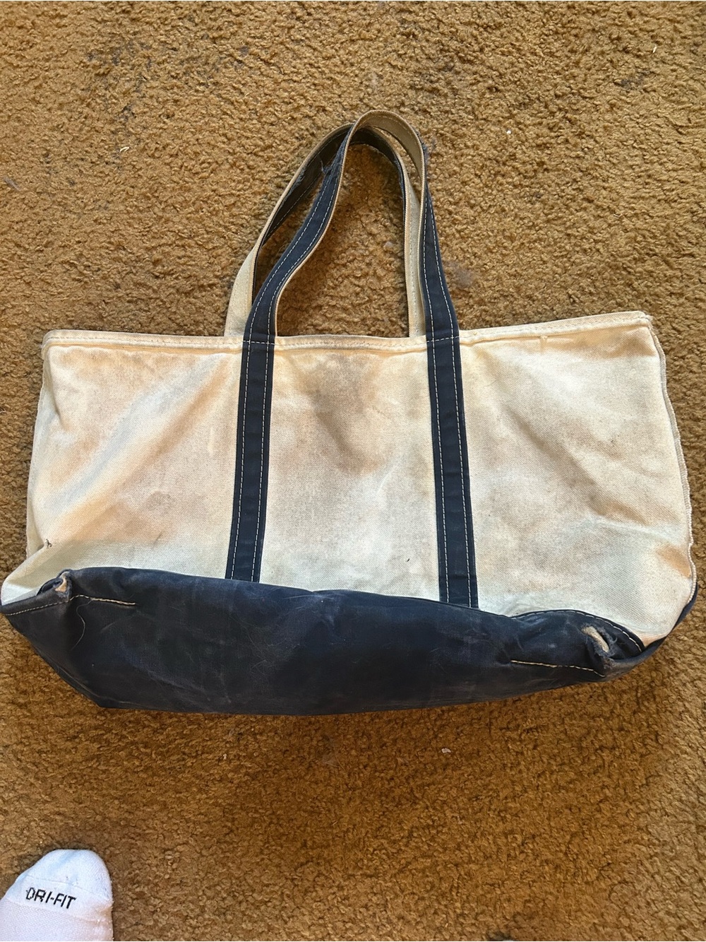 vintage L.L. Bean Boat and Tote bag featuring a cream-colored body